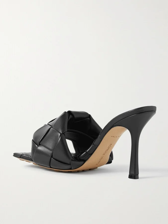Bottega Veneta - Lido Intrecciato Leather Mules - Black - Image 3