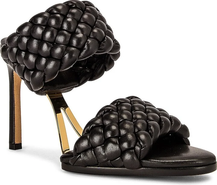 Bottega Veneta Lido Leather Woven Sandals in Black - Image 2