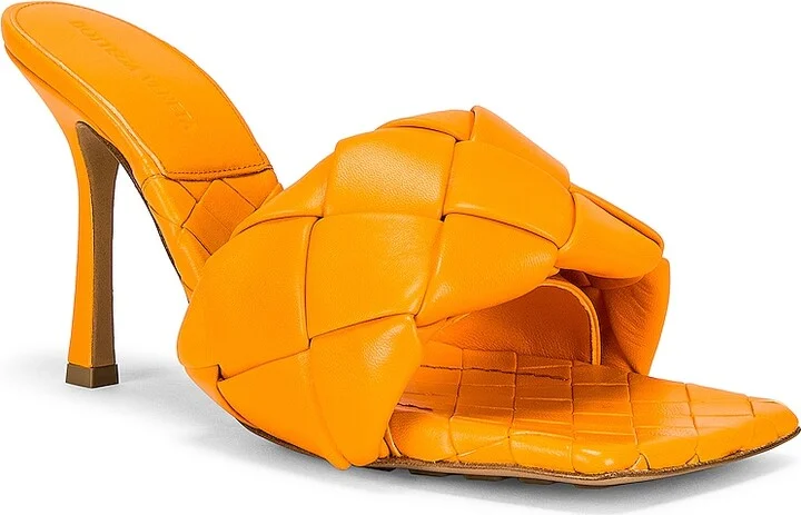 Bottega Veneta Lido Mule Sandals in Tangerine - Image 2