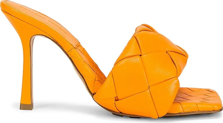 Bottega Veneta Lido Mule Sandals in Tangerine