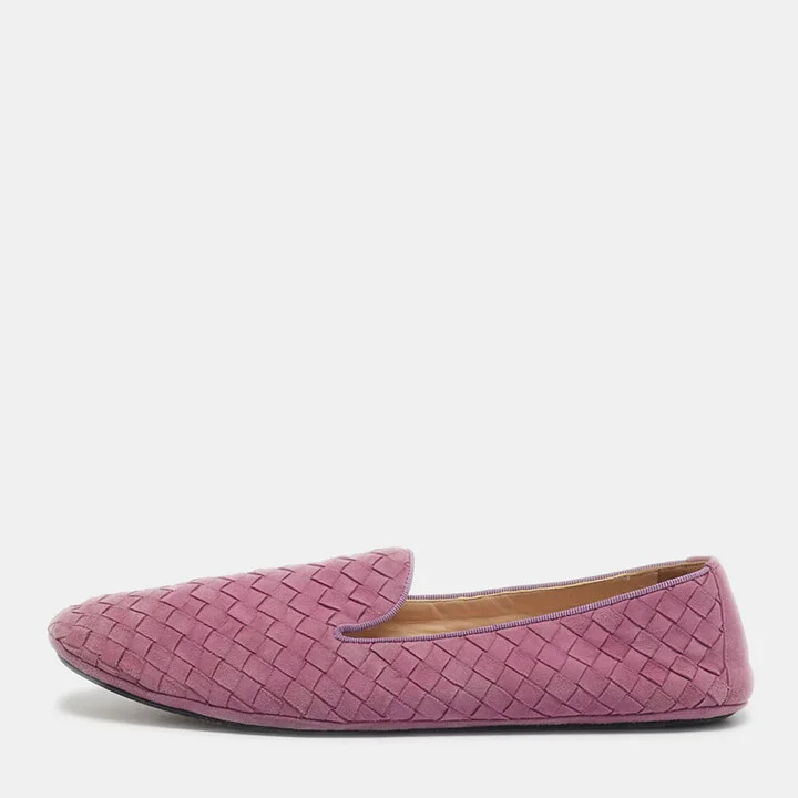 Bottega Veneta Light Purple Intrecciato Suede Smoking Slippers Size 40