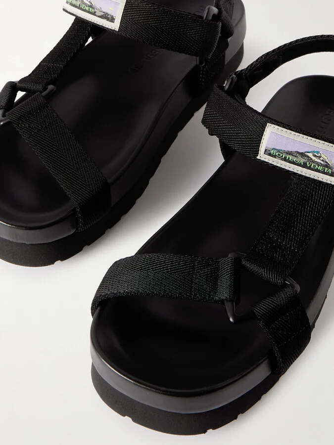 Bottega Veneta - Logo-appliquéd Webbing Sandals - Black - Image 4