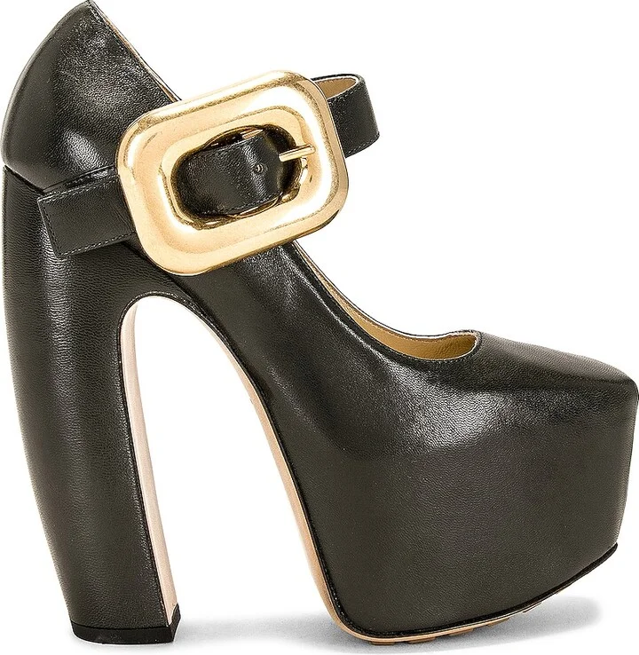 Bottega Veneta Mary Jane Wedges in Dark Green