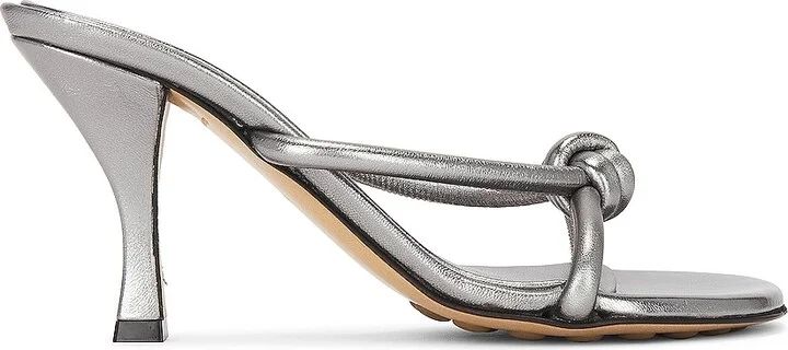 Bottega Veneta Metallic Blink Mule Sandal in Metallic Silver