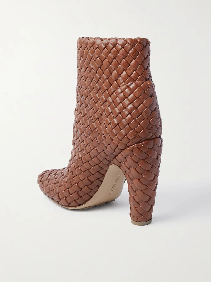 Bottega Veneta - Mini Lido Intrecciato Leather Ankle Boots - Brown - Image 3