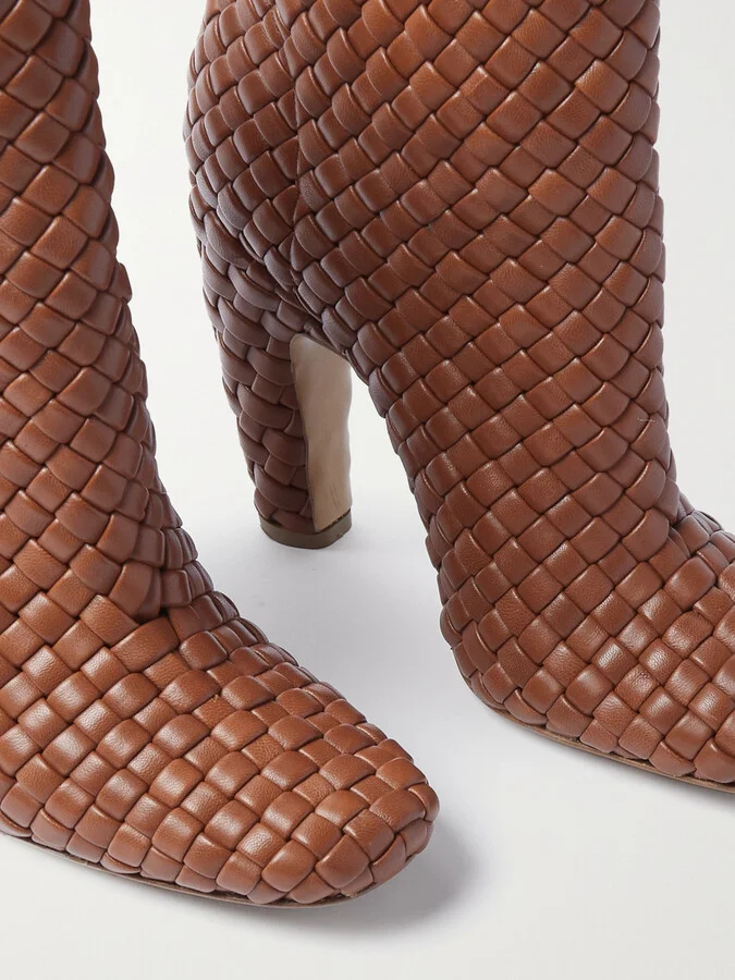 Bottega Veneta - Mini Lido Intrecciato Leather Ankle Boots - Brown - Image 4