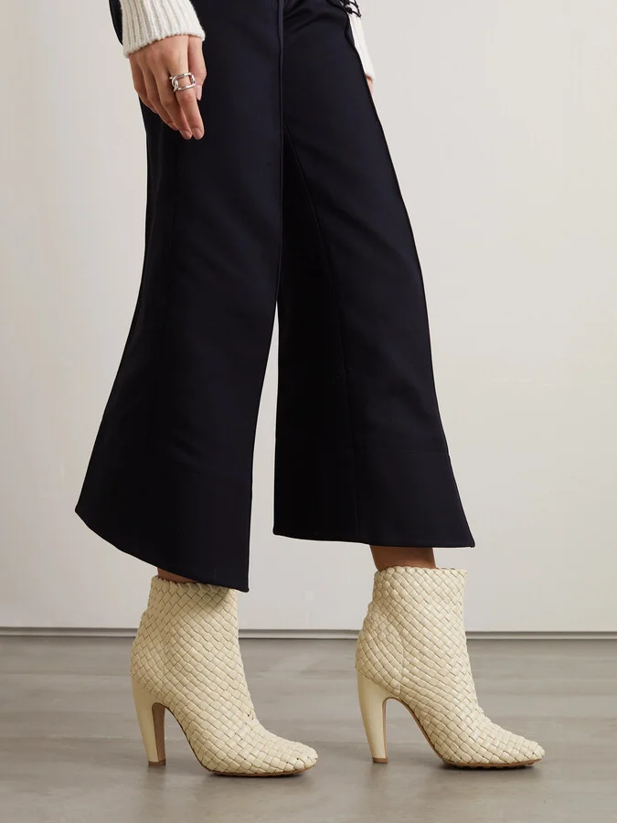 Bottega Veneta - Mini Lido Intrecciato Leather Ankle Boots - Cream - Image 2