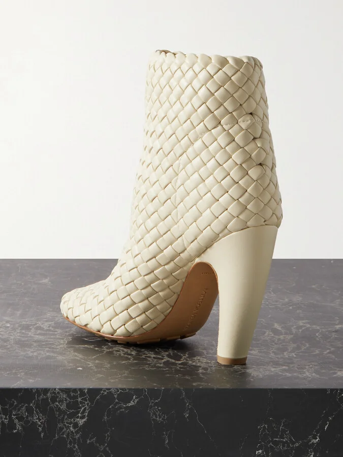 Bottega Veneta - Mini Lido Intrecciato Leather Ankle Boots - Cream - Image 3