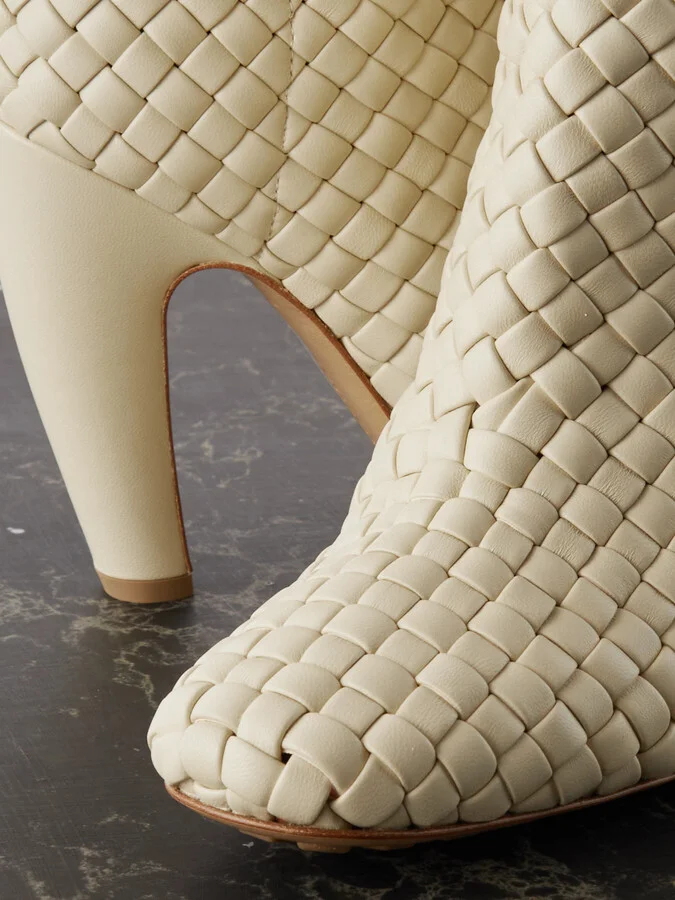 Bottega Veneta - Mini Lido Intrecciato Leather Ankle Boots - Cream - Image 4