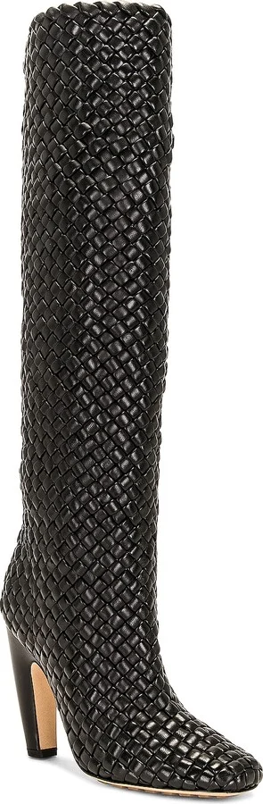 Bottega Veneta Mini Lido Weave Knee Boots in Black - Image 2