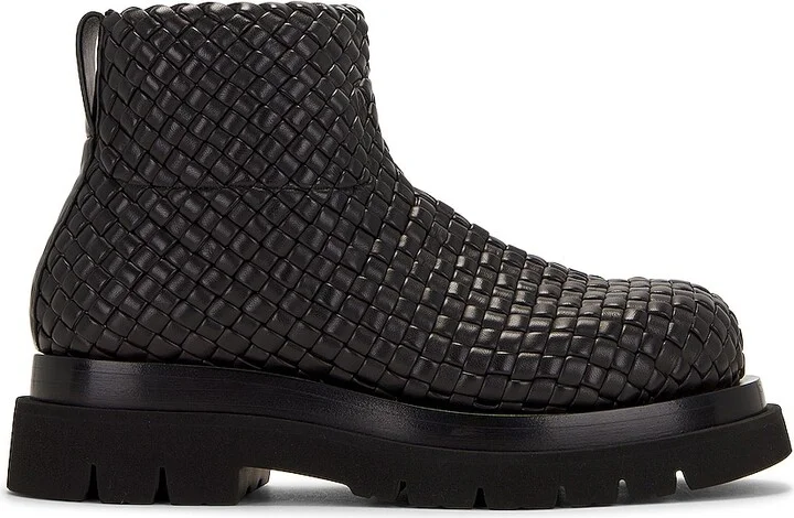 Bottega Veneta Mini Lido Weave Lug Ankle Boo in Black