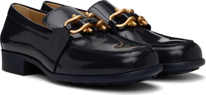 Bottega Veneta Navy Monsieur Loafers - Image 4