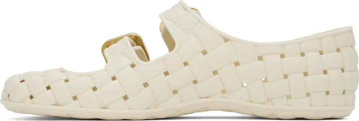 Bottega Veneta Off-White Amy Mary-Jane Ballerina Flats - Image 3