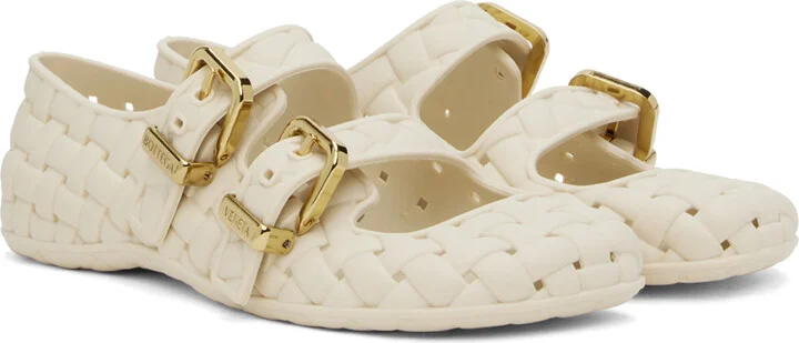 Bottega Veneta Off-White Amy Mary-Jane Ballerina Flats - Image 4