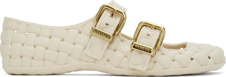 Bottega Veneta Off-White Amy Mary-Jane Ballerina Flats