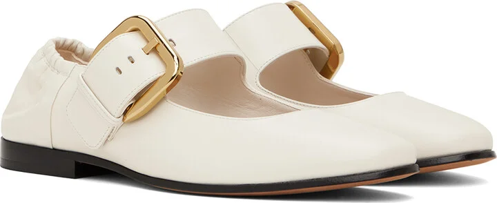 Bottega Veneta Off-White Astaire Mary-Jane Ballerina Flats - Image 4