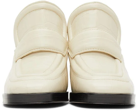 Bottega Veneta Off-White Croc Heeled Mules - Image 2