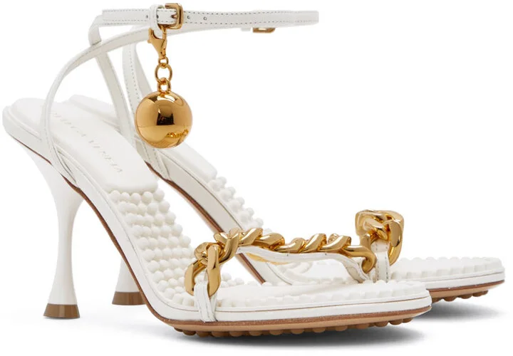 Bottega Veneta Off-White Dot Heeled Sandals - Image 4