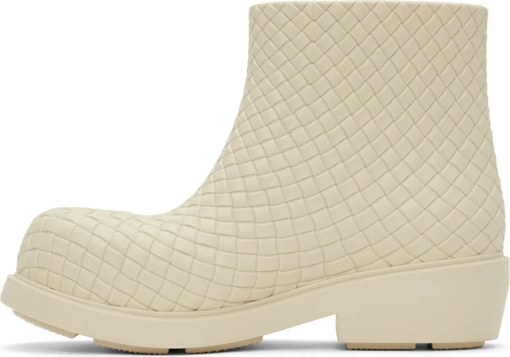 Bottega Veneta Off-White Fireman Ankle Boots - Image 3
