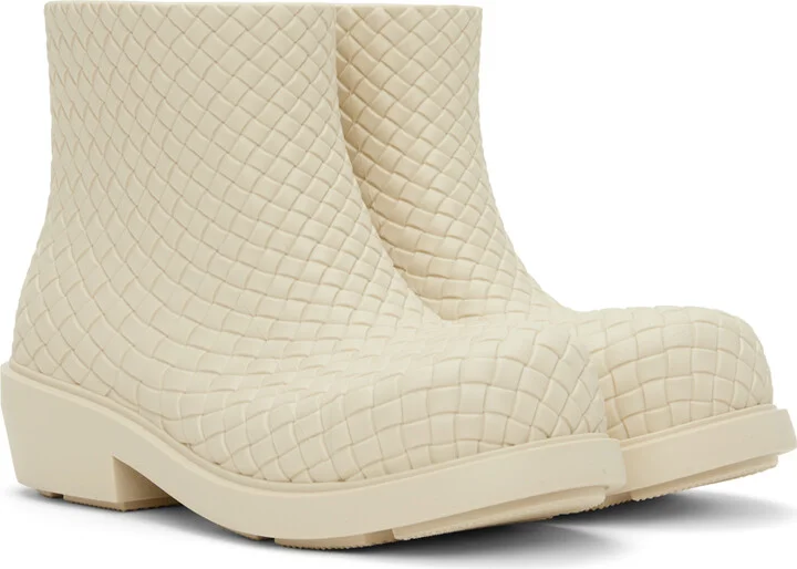 Bottega Veneta Off-White Fireman Ankle Boots - Image 4