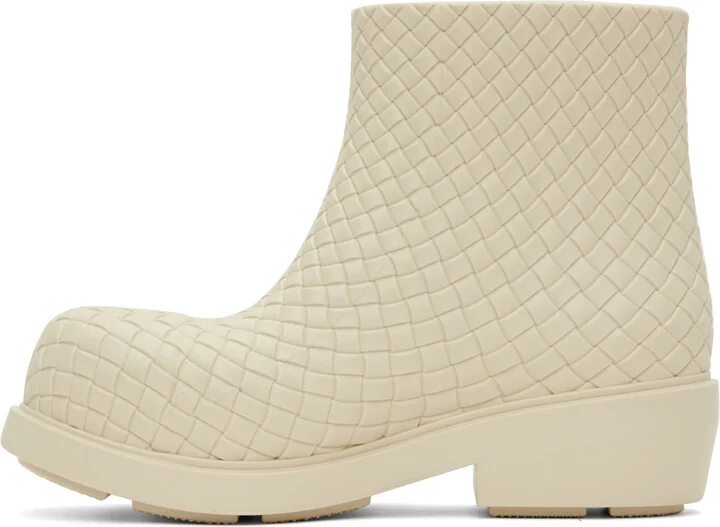 Bottega Veneta Off-White Fireman Ankle Boots - Image 3