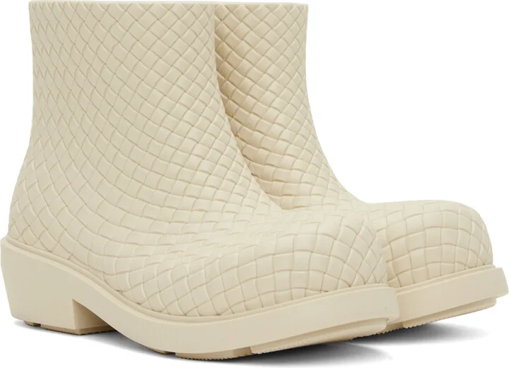 Bottega Veneta Off-White Fireman Ankle Boots - Image 4