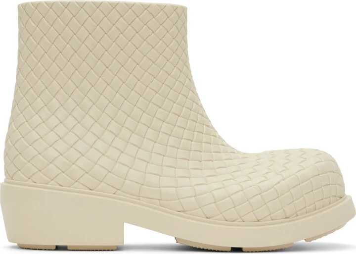 Bottega Veneta Off-White Fireman Ankle Boots