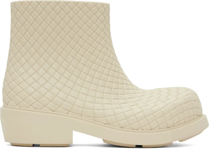 Bottega Veneta Off-White Fireman Ankle Boots