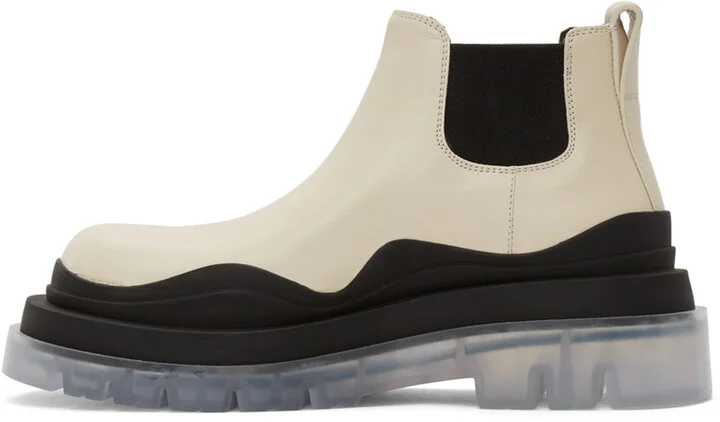 Bottega Veneta Off-White Low 'The Tire' Chelsea Boots - Image 3