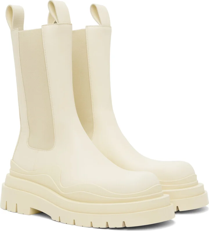 Bottega Veneta Off-White Lug Boots - Image 4