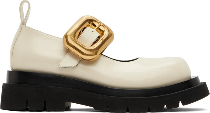 Bottega Veneta Off-White Lug Mary-Jane Loafers