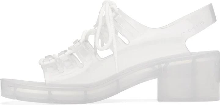 Bottega Veneta Off-White Pudding Jelly Heeled Sandals - Image 3