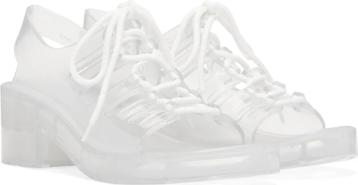 Bottega Veneta Off-White Pudding Jelly Heeled Sandals - Image 4