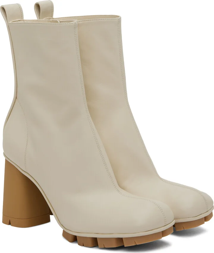 Bottega Veneta Off-White Shore Ankle Boots - Image 4