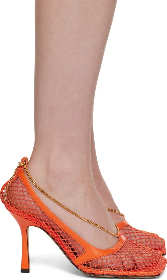 Bottega Veneta Orange Chain Heels