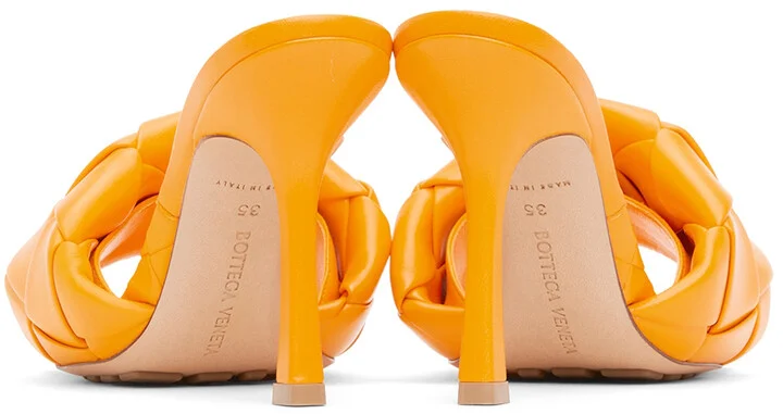 Bottega Veneta Orange Intrecciato Lido Heeled Sandals - Image 2