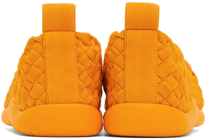 Bottega Veneta Orange Intrecciato Low Sneakers - Image 2