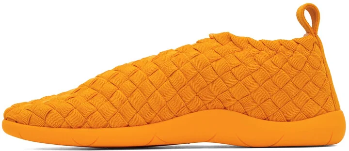 Bottega Veneta Orange Intrecciato Low Sneakers - Image 3