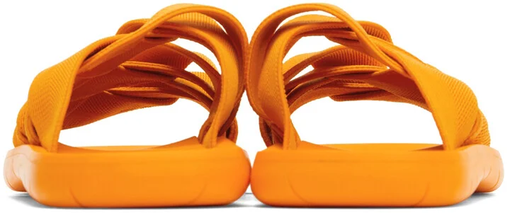 Bottega Veneta Orange Intrecciato Slides - Image 2