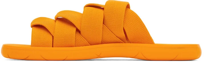 Bottega Veneta Orange Intrecciato Slides - Image 3