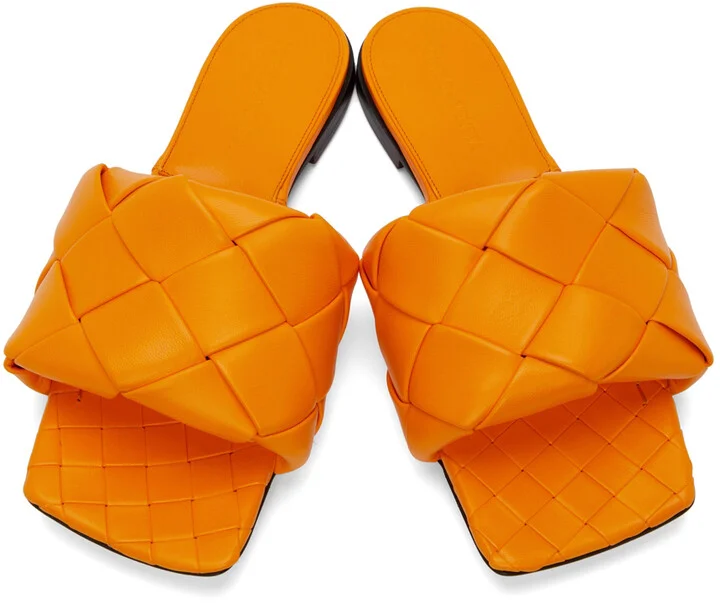 Bottega Veneta Orange Lido Sandals - Image 5