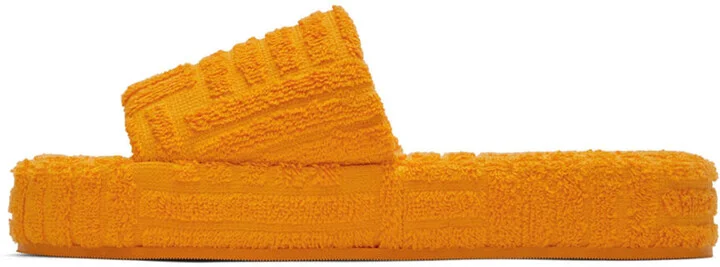 Bottega Veneta Orange Resort Sponge Sandals - Image 3
