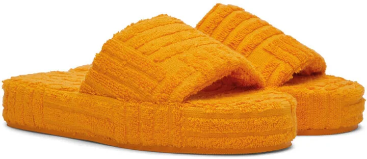 Bottega Veneta Orange Resort Sponge Sandals - Image 4