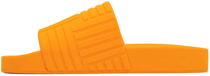 Bottega Veneta Orange Rubber Slides - Image 3