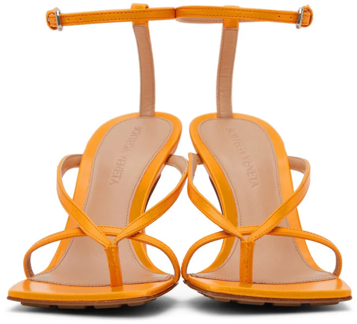 Bottega Veneta Orange Stretch Heeled Sandals - Image 2