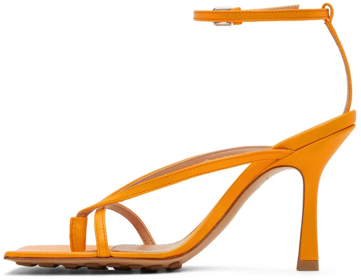 Bottega Veneta Orange Stretch Heeled Sandals - Image 3