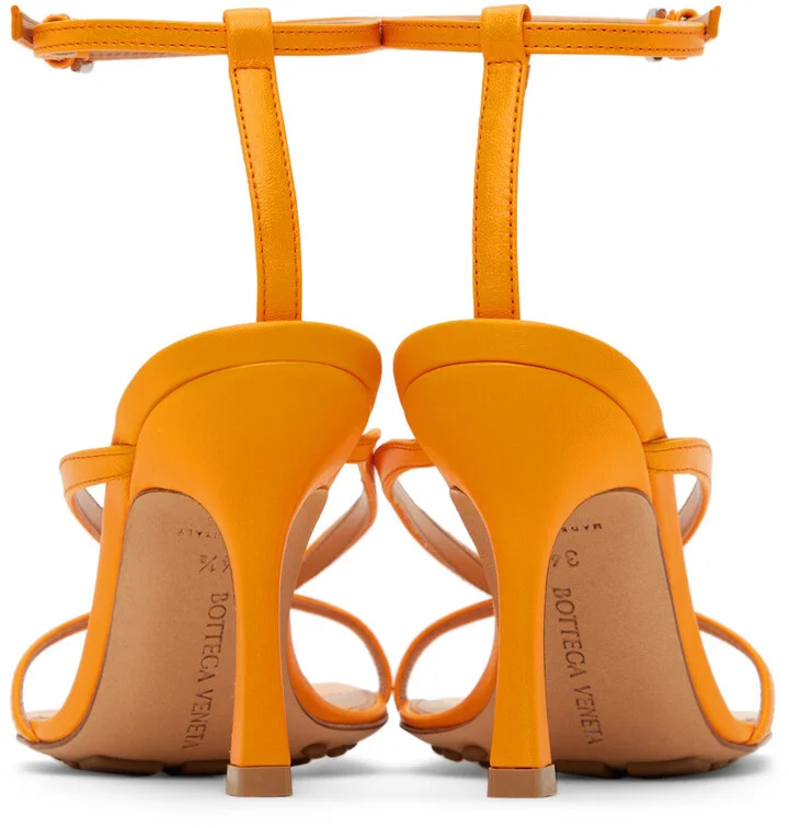 Bottega Veneta Orange Stretch Heeled Sandals - Image 4