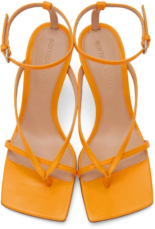 Bottega Veneta Orange Stretch Heeled Sandals - Image 5