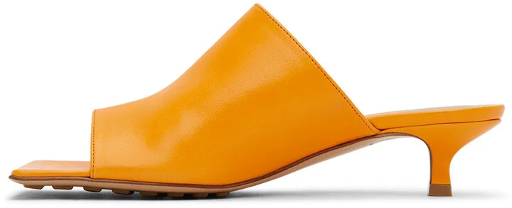Bottega Veneta Orange Stretch Heeled Sandals - Image 3