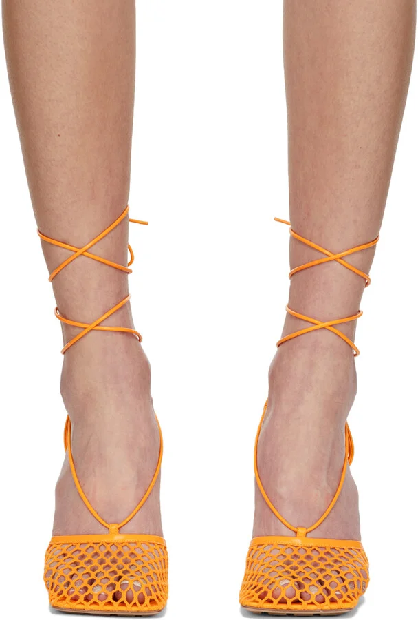 Bottega Veneta Orange Stretch Heels - Image 2